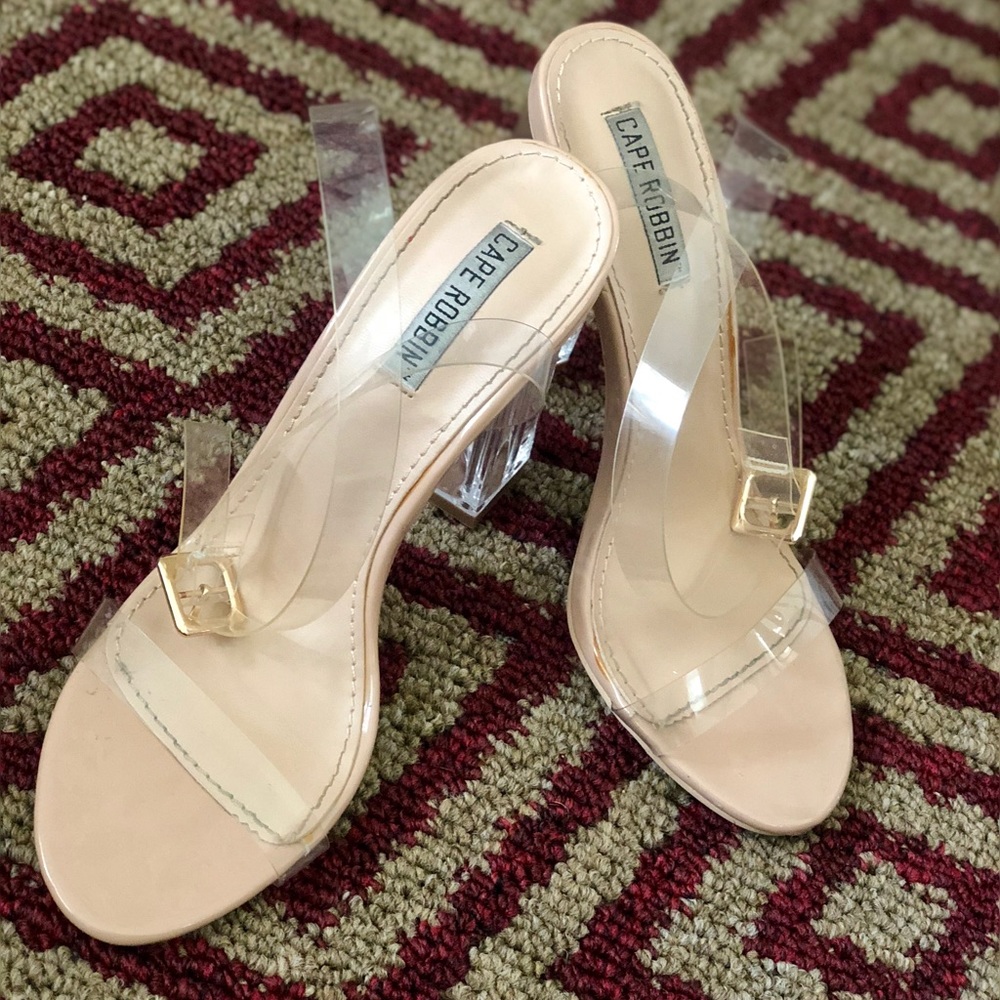 Clear nude heels